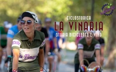La vinaria - poster with cyclists and logo of the event