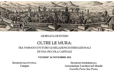 Poster of the event Oltre le Mura: tra passato e futuro le relazioni internazionali di una piccola capitale
