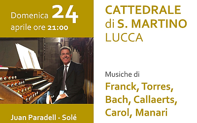 Poster of the concert with Juan Paradell-Solé in the San Martino cathedral