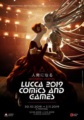 the poster of Barbara Baldi for Lucca comics and games 2019, an impossible kiss