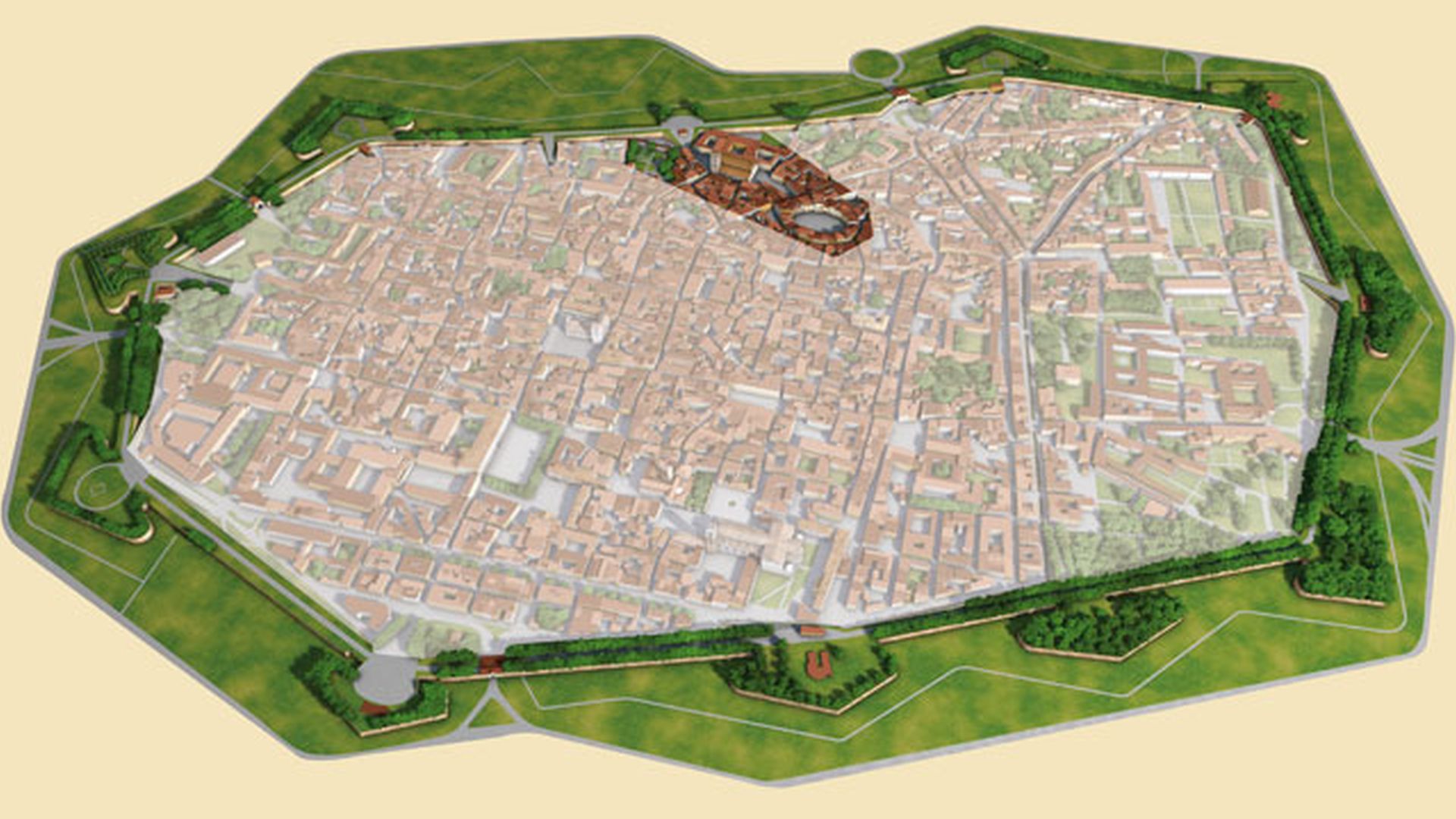 Map of Lucca with spotlight on the northern area