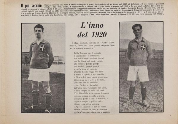 Lucchese120 - un giornale del 1920 con le foto dei primi  lucchesi convocati in nazionale