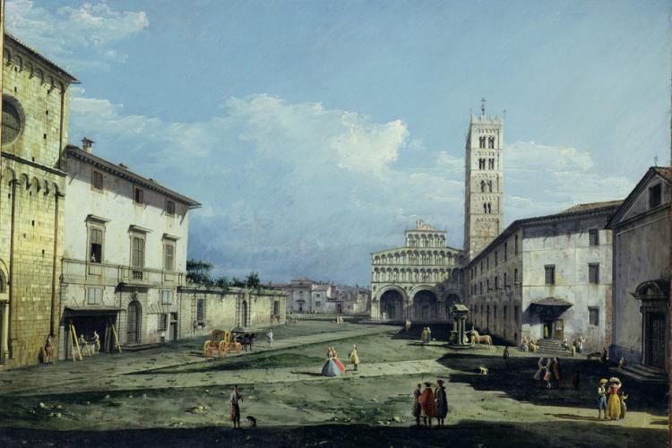 piazza san martino dans une peinture par B.Bellotto 