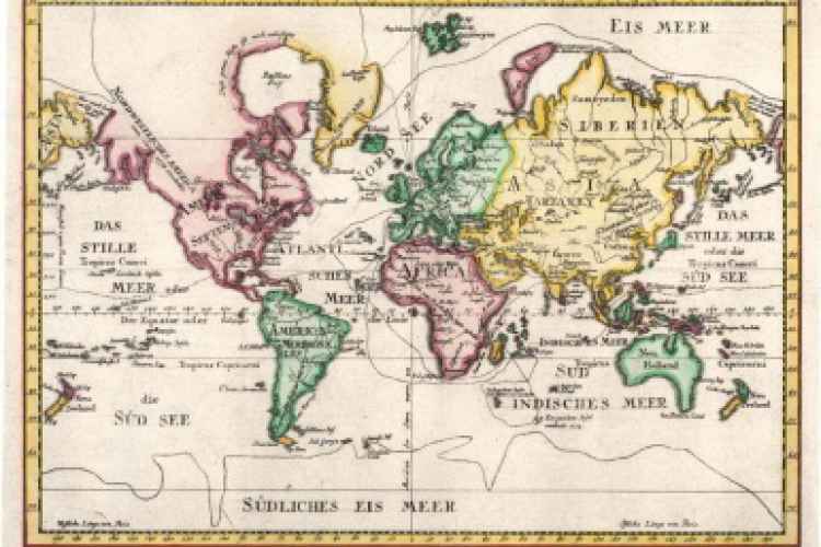 Carta geografica storia del mondo del 1800