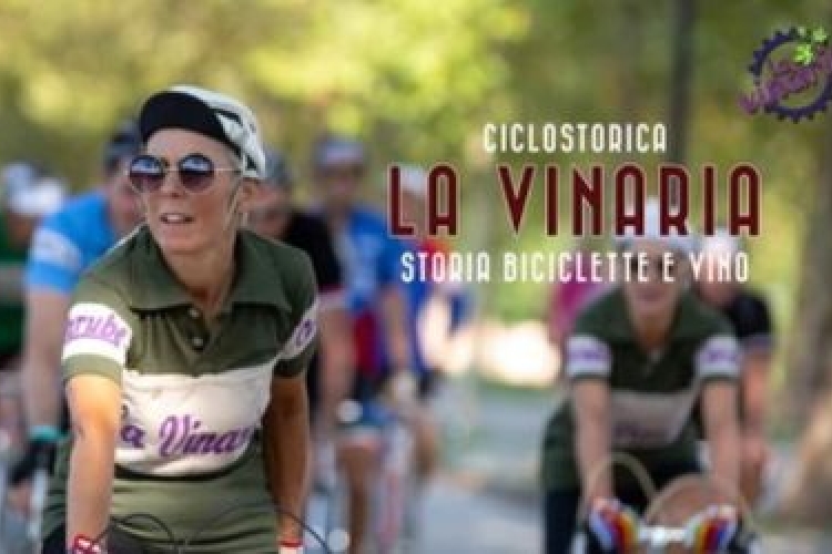 La vinaria - poster with cyclists and logo of the event