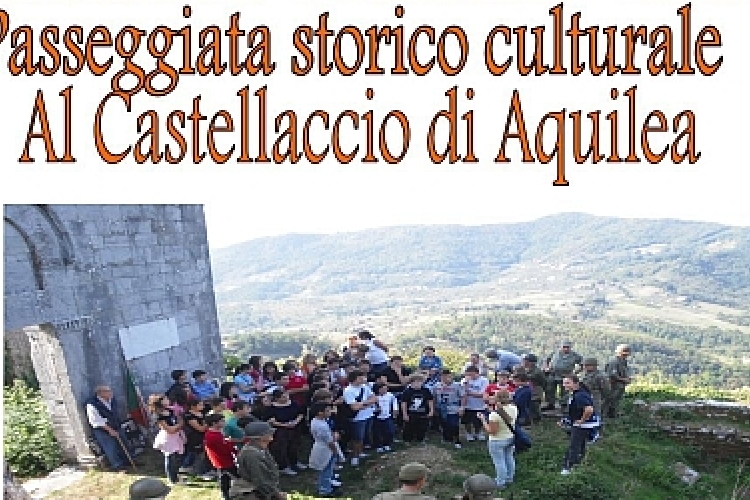 Passeggiata storico culturale al Castellaccio di Aquilea: foto e titolo della locandina