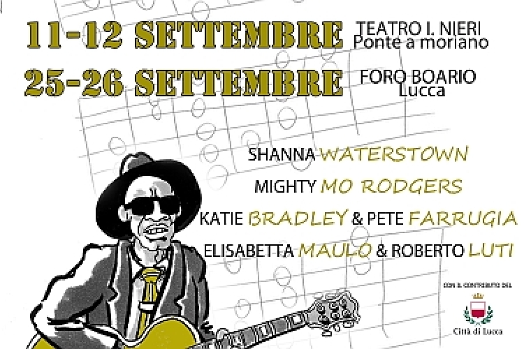 Particolare della locandina Lucca Blues Festival con le date e i luoghi delle serate musicali
