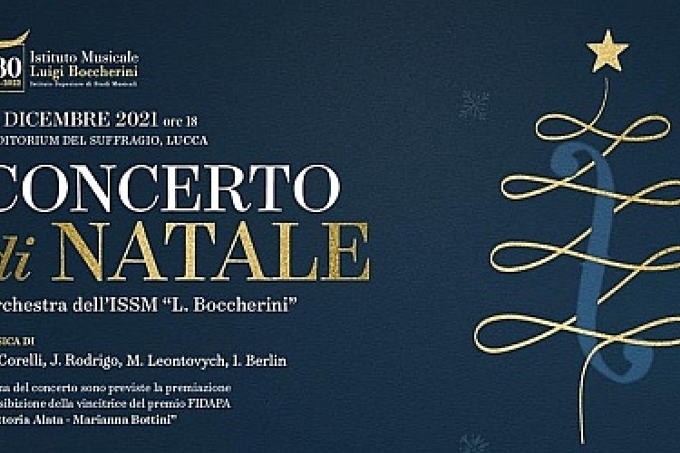 Locandina del Concerto di Natale dell'ISSM Boccherini 2021