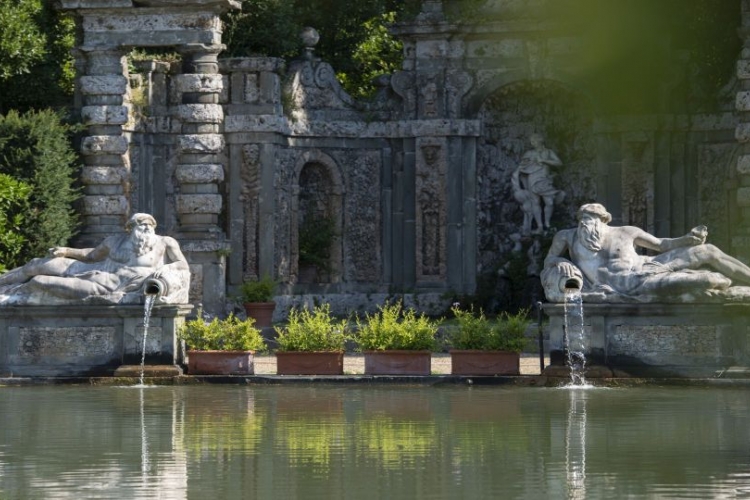 Fish pond in the park of villa reale in Marlia