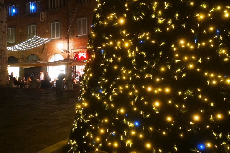 weihnachtsbaum an der piazza san michele in lucca